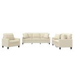 Vidaxl ensemble de canap�s 3 pcs avec coussins cr�me similicuir