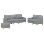 Vidaxl ensemble de canap�s 3 pcs avec coussins gris clair tissu