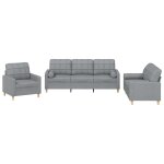 Vidaxl ensemble de canap�s 3 pcs coussins gris clair tissu