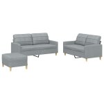 Vidaxl ensemble de canaps 3 pcs avec coussins gris clair tissu