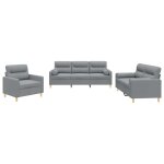 Vidaxl ensemble de canaps 3 pcs coussins gris clair tissu