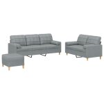 Vidaxl ensemble de canaps 3 pcs coussins gris clair tissu