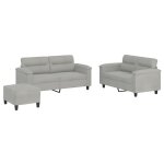 Vidaxl ensemble de canap�s 3 pcs coussins gris clair tissu microfibre