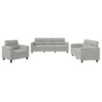 Vidaxl ensemble de canap�s 3 pcs coussins gris clair tissu microfibre