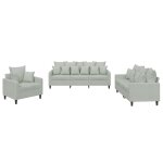 Vidaxl ensemble de canap�s 3 pcs avec coussins gris clair velours