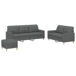 Vidaxl ensemble de canap�s 3 pcs avec coussins gris fonc� tissu