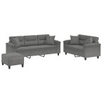 Vidaxl ensemble de canap�s 3 pcs coussins gris fonc� tissu microfibre