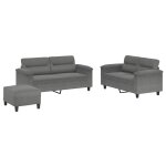 Vidaxl ensemble de canap�s 3 pcs coussins gris fonc� tissu microfibre
