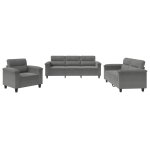 Vidaxl ensemble de canap�s 3 pcs coussins gris fonc� tissu microfibre