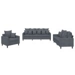 Vidaxl ensemble de canap�s 3 pcs avec coussins gris fonc� velours