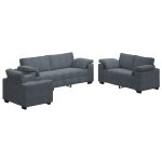 Vidaxl ensemble de canap�s 3 pcs avec coussins gris fonc� velours