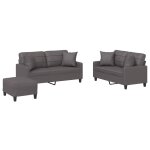 Vidaxl ensemble de canap�s 3 pcs avec coussins gris similicuir