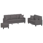 Vidaxl ensemble de canaps 3 pcs avec coussins gris similicuir