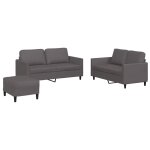 Vidaxl ensemble de canapés 3 pcs avec coussins gris similicuir Vidaxl ensemble de canapés 3 pcs avec coussins gris similicuir