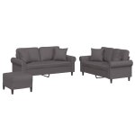 Vidaxl ensemble de canapés 3 pcs avec coussins gris similicuir Vidaxl ensemble de canapés 3 pcs avec coussins gris similicuir