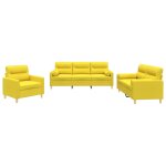Vidaxl ensemble de canap�s 3 pcs avec coussins jaune clair tissu