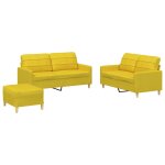Vidaxl ensemble de canap�s 3 pcs avec coussins jaune clair tissu