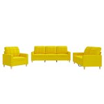 Vidaxl ensemble de canap�s 3 pcs avec coussins jaune clair tissu