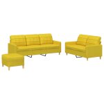 Vidaxl ensemble de canaps 3 pcs avec coussins jaune clair tissu