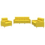 Vidaxl ensemble de canap�s 3 pcs avec coussins jaune clair tissu