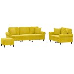 Vidaxl ensemble de canap�s 3 pcs avec coussins jaune velours
