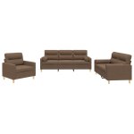 Vidaxl ensemble de canap�s 3 pcs avec coussins marron tissu