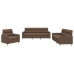 Vidaxl ensemble de canap�s 3 pcs avec coussins marron tissu