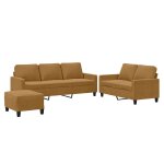Vidaxl ensemble de canap�s 3 pcs avec coussins marron velours