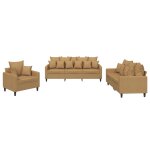 Vidaxl ensemble de canap�s 3 pcs avec coussins marron velours