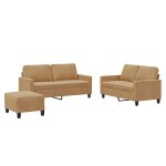 Vidaxl ensemble de canaps 3 pcs avec coussins marron velours
