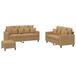 Vidaxl ensemble de canap�s 3 pcs avec coussins marron velours