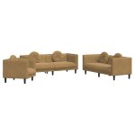 Vidaxl ensemble de canap�s 3 pcs avec coussins marron velours