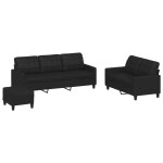 Vidaxl ensemble de canaps 3 pcs avec coussins noir similicuir