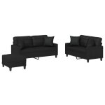 Vidaxl ensemble de canaps 3 pcs avec coussins noir similicuir