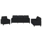 Vidaxl ensemble de canaps 3 pcs avec coussins noir similicuir
