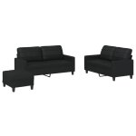 Vidaxl ensemble de canap�s 3 pcs avec coussins noir similicuir