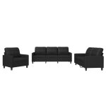 Vidaxl ensemble de canapés 3 pcs avec coussins noir similicuir Vidaxl ensemble de canapés 3 pcs avec coussins noir similicuir