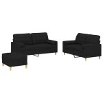 Vidaxl ensemble de canap�s 3 pcs avec coussins noir tissu