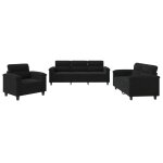 Vidaxl ensemble de canap�s 3 pcs avec coussins noir tissu microfibre