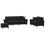 Vidaxl ensemble de canapés 3 pcs avec coussins noir velours Vidaxl ensemble de canapés 3 pcs avec coussins noir velours