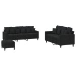 Vidaxl ensemble de canap�s 3 pcs avec coussins noir velours