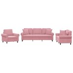 Vidaxl ensemble de canaps 3 pcs avec coussins rose velours