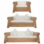 Vidaxl ensemble de canapés 3 pcs avec coussins rotin naturel Vidaxl ensemble de canapés 3 pcs avec coussins rotin naturel