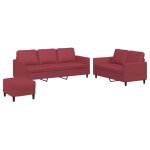 Vidaxl ensemble de canap�s 3 pcs et coussins rouge bordeaux similicuir