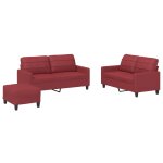 Vidaxl ensemble de canapés 3 pcs et coussins rouge bordeaux similicuir Vidaxl ensemble de canapés 3 pcs et coussins rouge bordeaux similicuir