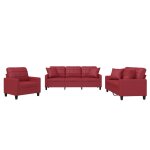 Vidaxl ensemble de canap�s 3 pcs et coussins rouge bordeaux similicuir