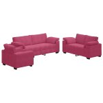 Vidaxl ensemble de canap�s 3 pcs avec coussins rouge bordeaux velours