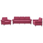 Vidaxl ensemble de canap�s 3 pcs avec coussins rouge bordeaux velours