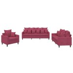 Vidaxl ensemble de canapés 3 pcs avec coussins rouge bordeaux velours Vidaxl ensemble de canapés 3 pcs avec coussins rouge bordeaux velours