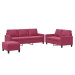 Vidaxl ensemble de canap�s 3 pcs avec coussins rouge bordeaux velours